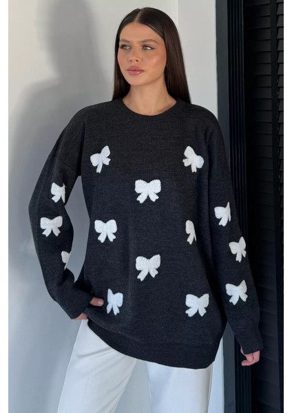 Kadın Fiyonklu Oversize Triko Kazak P-00018498 fiyatları