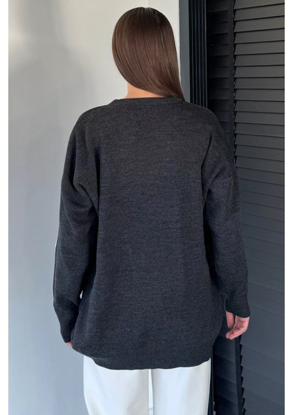 Kadın Fiyonklu Oversize Triko Kazak P-00018498 fırsatları