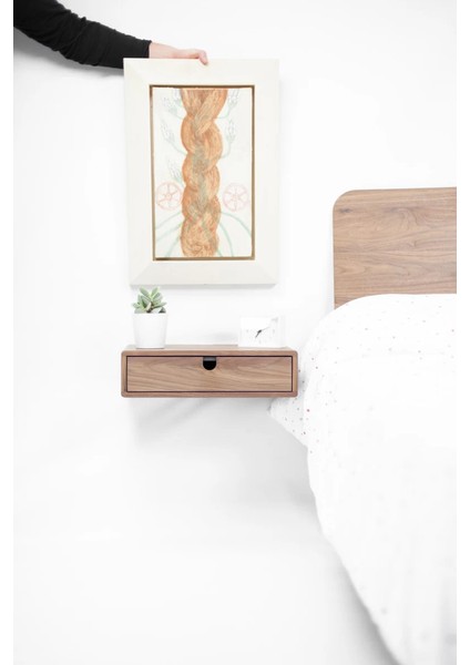 Ahşap Modern Tek Çekmeceli Uçan Komodin