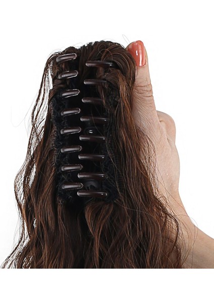 Tokalı Kabarık Dalgalı At Kuyruğu / Kahve Karamel indirimleri