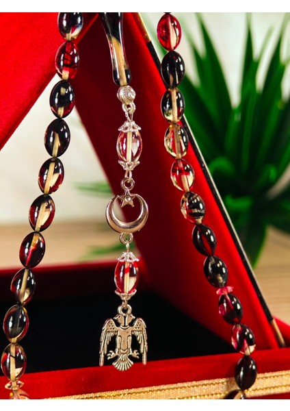 Ateş Kehribar Tesbih Sistem Püsgüllü Orjinal Ürün