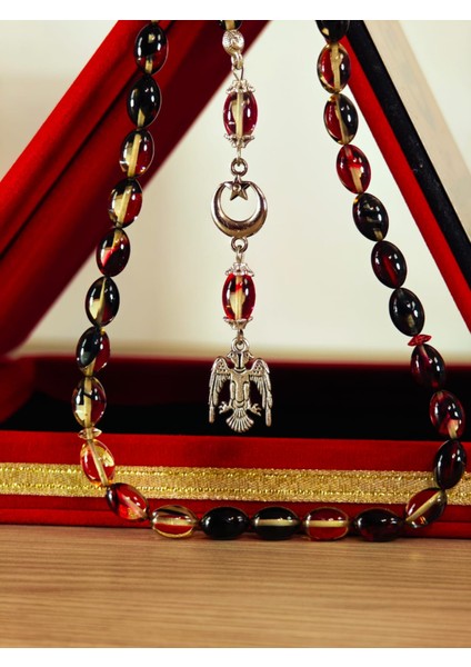 Ateş Kehribar Tesbih Sistem Püsgüllü Orjinal Ürün