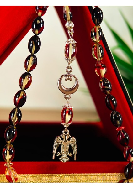 Ateş Kehribar Tesbih Sistem Püsgüllü Orjinal Ürün