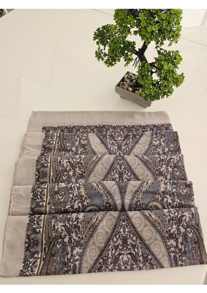 Etnik Desenli Gri ve Bej Tonlarında Soft Şal fırsatları