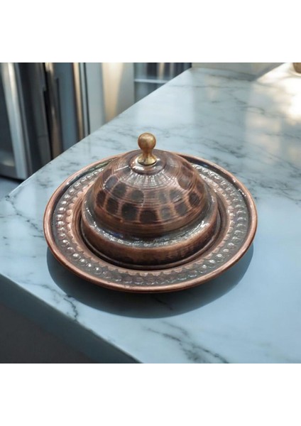 Bakır Lokumluk 7 cm Kahve Yanı Lokumluk Bakır Şekerlik Mini Boy Çekiç Dövmeli Lokumluk modelleri