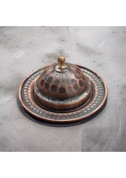 Bakır Lokumluk 7 cm Kahve Yanı Lokumluk Bakır Şekerlik Mini Boy Çekiç Dövmeli Lokumluk fırsatları