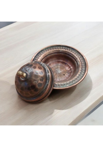 Bakır Lokumluk 7 cm Kahve Yanı Lokumluk Bakır Şekerlik Mini Boy Çekiç Dövmeli Lokumluk indirimleri