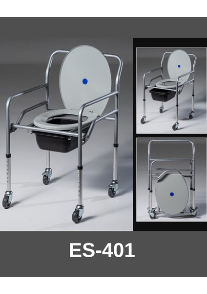 Katlanır Tuvalet Sandalyesi Tekerlekli Engelli Hasta Yaşlı Bakımı Klozet Yükseltici Komot