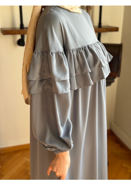 Çift Fırfırlı Robalı Elbise 5068 modelleri