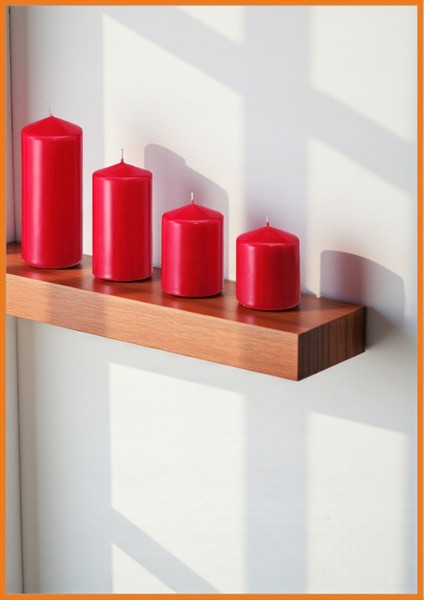 Blok Mum 4 Adet Kokusuz Silindir Romantik Ortam Aydınlatma 12 - 40 Saat Yanma Süresi Kırmızı