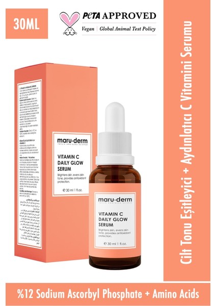 C Vitamini ve Peptid Aydınlatıcı Cilt Bakım Serumu 30 ml