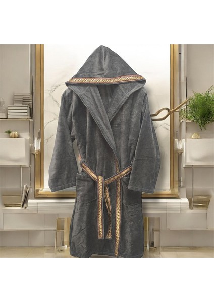 Bornoz Özel Tasarım Kadife Kapüşonlu %100 Pamuk Kutulu