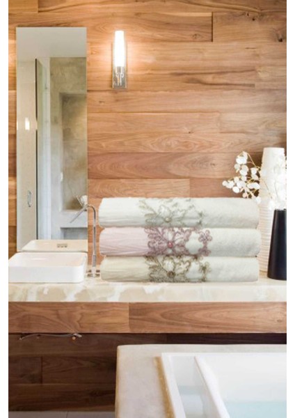 3 Lü Tül Dantel Işlemeli Boncuklu Havlu Seti 50X90 cm