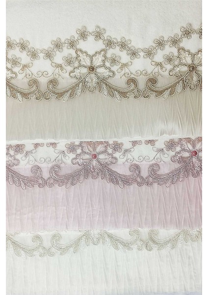 3 Lü Tül Dantel Işlemeli Boncuklu Havlu Seti 50X90 cm modelleri