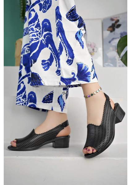 Önü Açık Hakiki Deri Ses Yapmaz Anne Model Kısa Topuklu Sandalet fiyatları