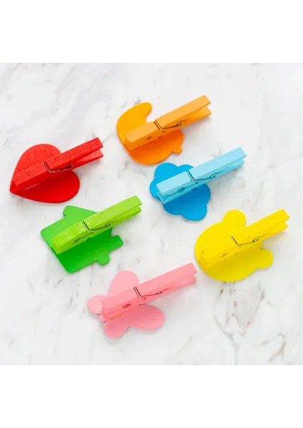 Desenli Notlu Ahşap Mandal (6'lı Set - 10 Paket) modelleri