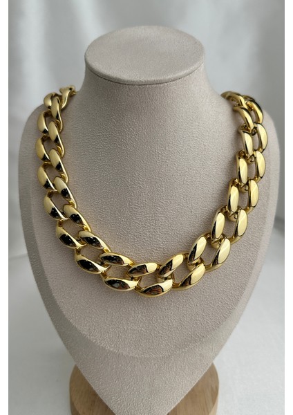 Kalın Zincir Model Altın Renk Kolye (40CM)