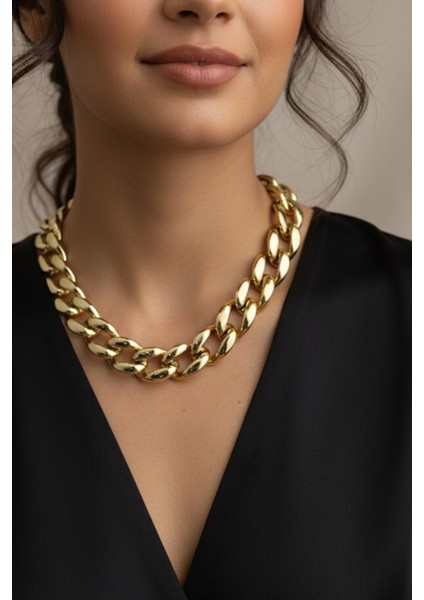 Kalın Zincir Model Altın Renk Kolye (40CM) fiyatları