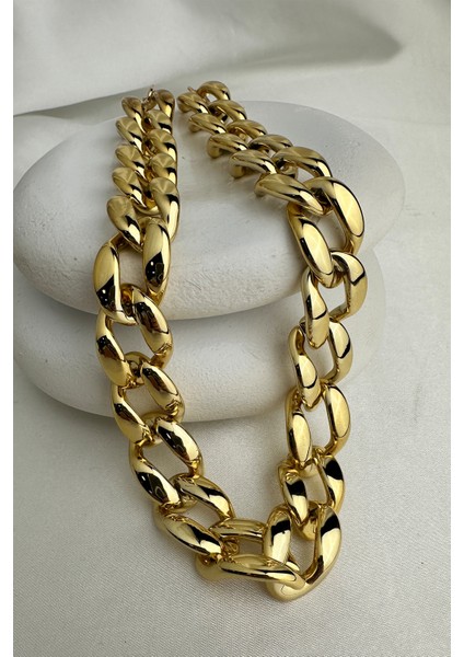 Kalın Zincir Model Altın Renk Kolye (40CM) indirimleri