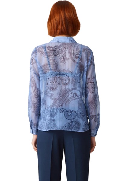 Kadın Şal Desenli Uzun Kollu Şifon Gömlek Fonksiyonel Dayanıklı Kaliteli Konforlu Estetik Şık modelleri