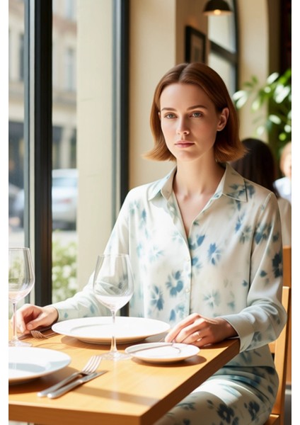 Kadın Dökümlü Saten Gömlek Çiçek Desenli Uzun Kollu Rahat Kesim Günlük Şıklık Zarafetiyle Buluşuyor fiyatları