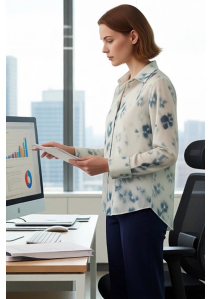 Kadın Dökümlü Saten Gömlek Çiçek Desenli Uzun Kollu Rahat Kesim Günlük Şıklık Zarafetiyle Buluşuyor modelleri