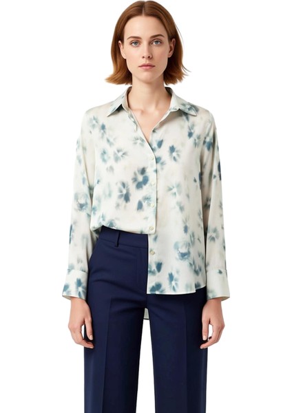 Kadın Dökümlü Saten Gömlek Çiçek Desenli Uzun Kollu Rahat Kesim Günlük Şıklık Zarafetiyle Buluşuyor fırsatları