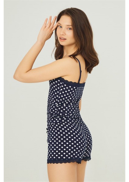 Gri Desenli Ince Askılı Şortlu Pamuklu Pijama Takımı fiyatları