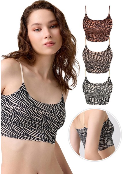 Desenli Lazer Kesim Ayarlanabilir Ince Askılı Crop