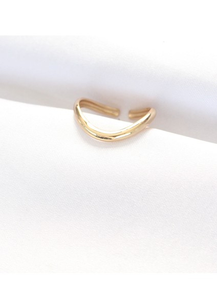 Yassı Gold Renk Ayarlanabilir Yüzük - Lisinya