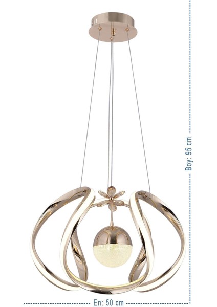 Nilüfer 3 Renk Gold ( Sarı Beyaz ve Gün Işığı ) Luxury LED Kristal Taşlı Avize modelleri