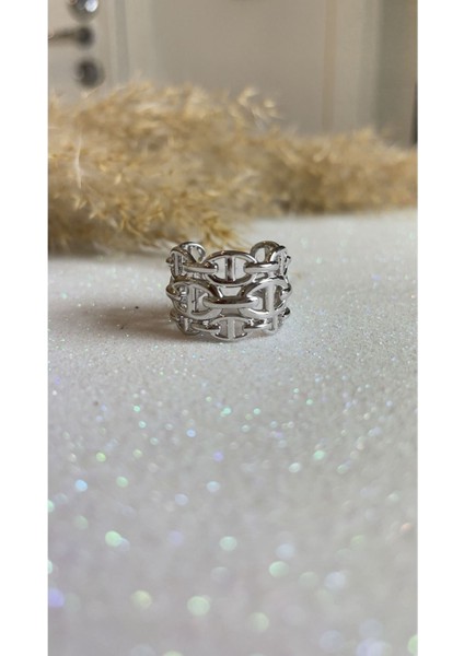 Rodyum Kaplama Ithal Yüksek Kalite Üretim 3'lü 3lü Görünümlü Özel Tasarım 925 Ayar Gümüş Yüzük fırsatları