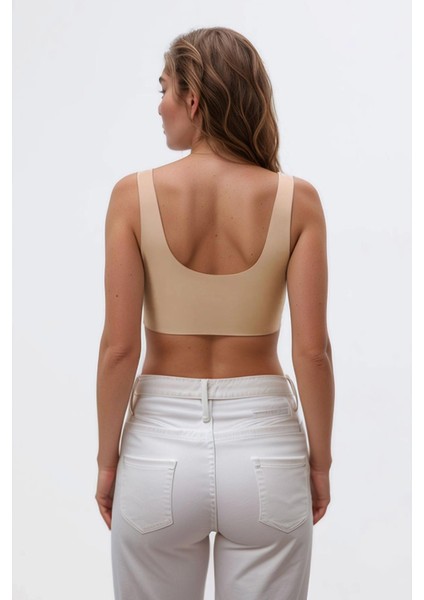 Kahverengi Dikişsiz Lazer Kesim Sütyen Çıkarılabilir Pedli Kadın Hayalet Sütyen modelleri