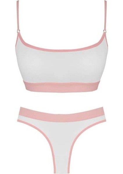 Beyaz Pamuklu Lastik Detaylı Ayarlanabilir Askılı Kadın Sütyen Takımı modelleri