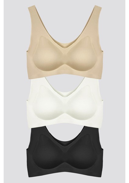 Dikişsiz Lazer Kesim Sütyen Çıkarılabilir Pedli Kadın Hayalet Sütyen - 3'lü Paket