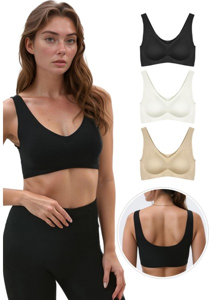 Dikişsiz Lazer Kesim Sütyen Çıkarılabilir Pedli Kadın Hayalet Sütyen - 3'lü Paket modelleri