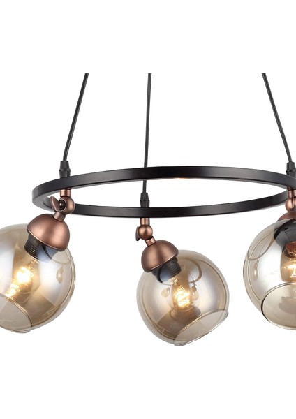 Serta 3'lü Çemberli Siyah Bakır Avize modelleri