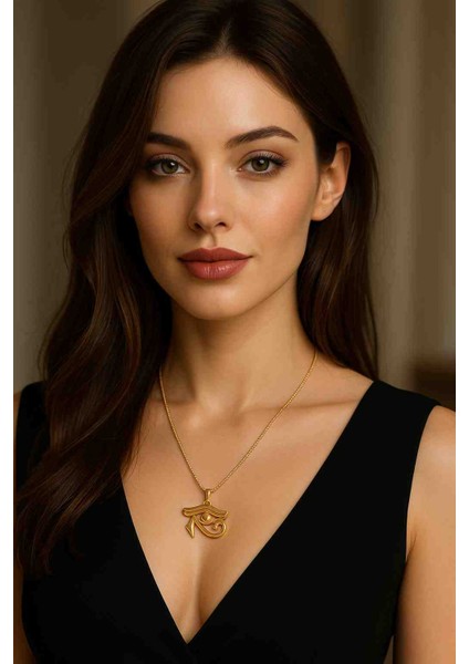 Eye Of Horus Altın Kaplama Özel Tasarım Kolye - Koruma ve Güç Simgesi modelleri