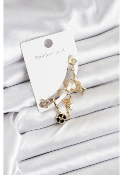 Pirinç Gold Renk Kadın Set Küpe - Lisinya