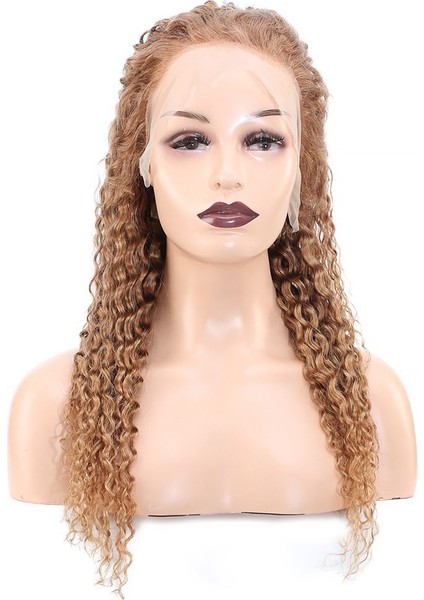 Afro Dalga Front Lace Gerçek Tül Peruk / Kumral / 60/65CM