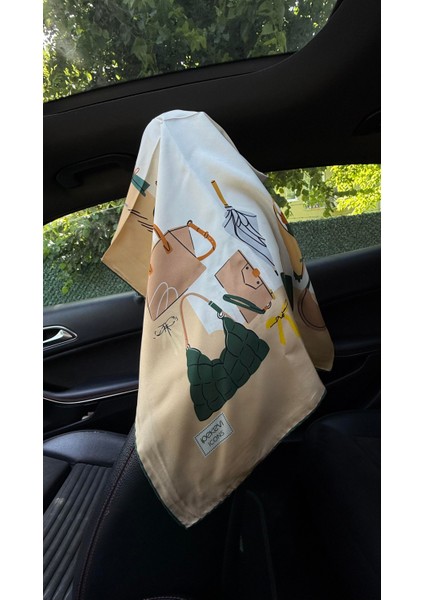 Ipekevi Trend Tivil Ipek Eşarp Krem Bej