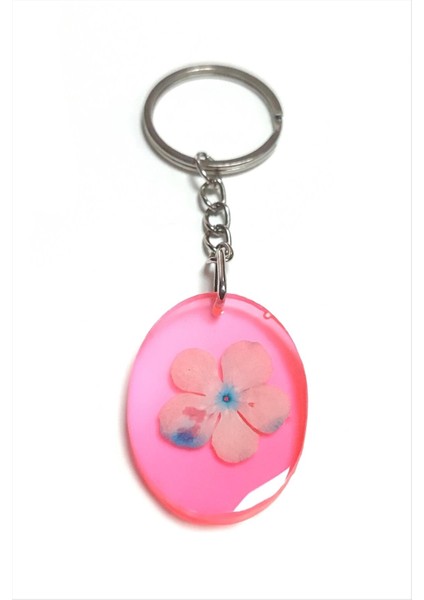 Kartopu Çiçeği Oval Epoksi Anahtarlık