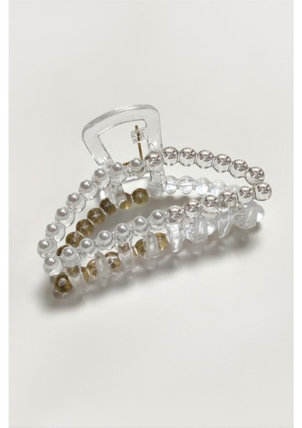 Oval Inci Taşlı Mandal Toka 8 cm