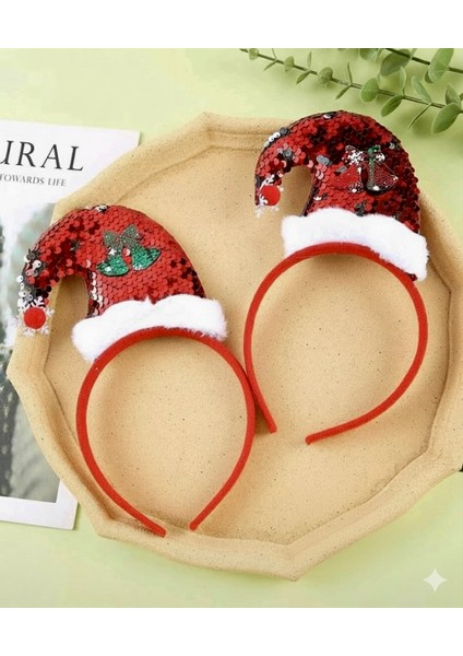 Yılbaşı Temalı Pullu Payetli Parlak Noel Baba Şapkası Figürlü Karışık Desenli Taç