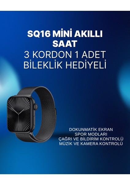 Mini Series 10 Akıllı Saat | 3 Kordon + Bileklik Hediyeli Tüm Telefonlarla Uyumlu - M864R625-K97
