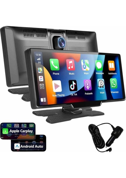 4K 10.2 Inç Çift Kameralı Araç Multimedya Ekranı Carplay Kablosuz Tüm Cihazla - M546R650-K63 fırsatları