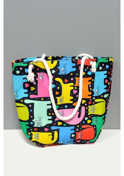 Labirent Desenli Plaj Çantası