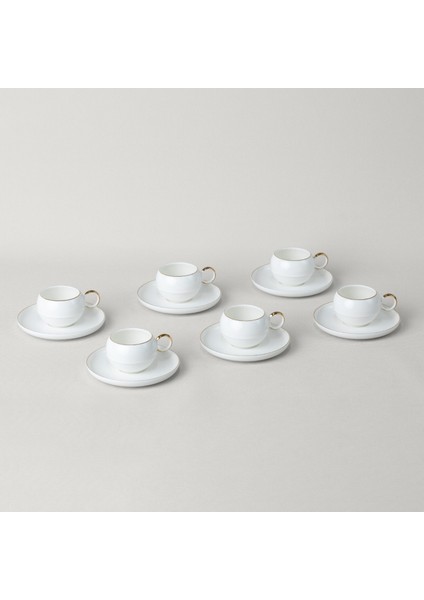 Sally Porselen 6'lı 90 ml Kahve Fincan Seti Beyaz-Gold