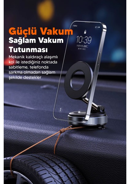 Elektrikli Vakumlu Araç Içi Telefon Tutucu - Güçlü Manyetik Magsafe Uyumlu Siyah Plastik Cn fiyatları