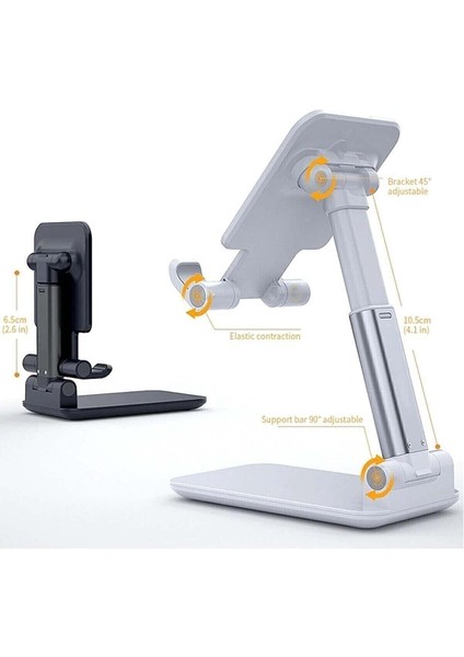 Masa Üstü Tablet ve Telefon Tutucu Stand 2 Kademeli Uzunluk Ayarlı Beyaz Plastik Tr modelleri
